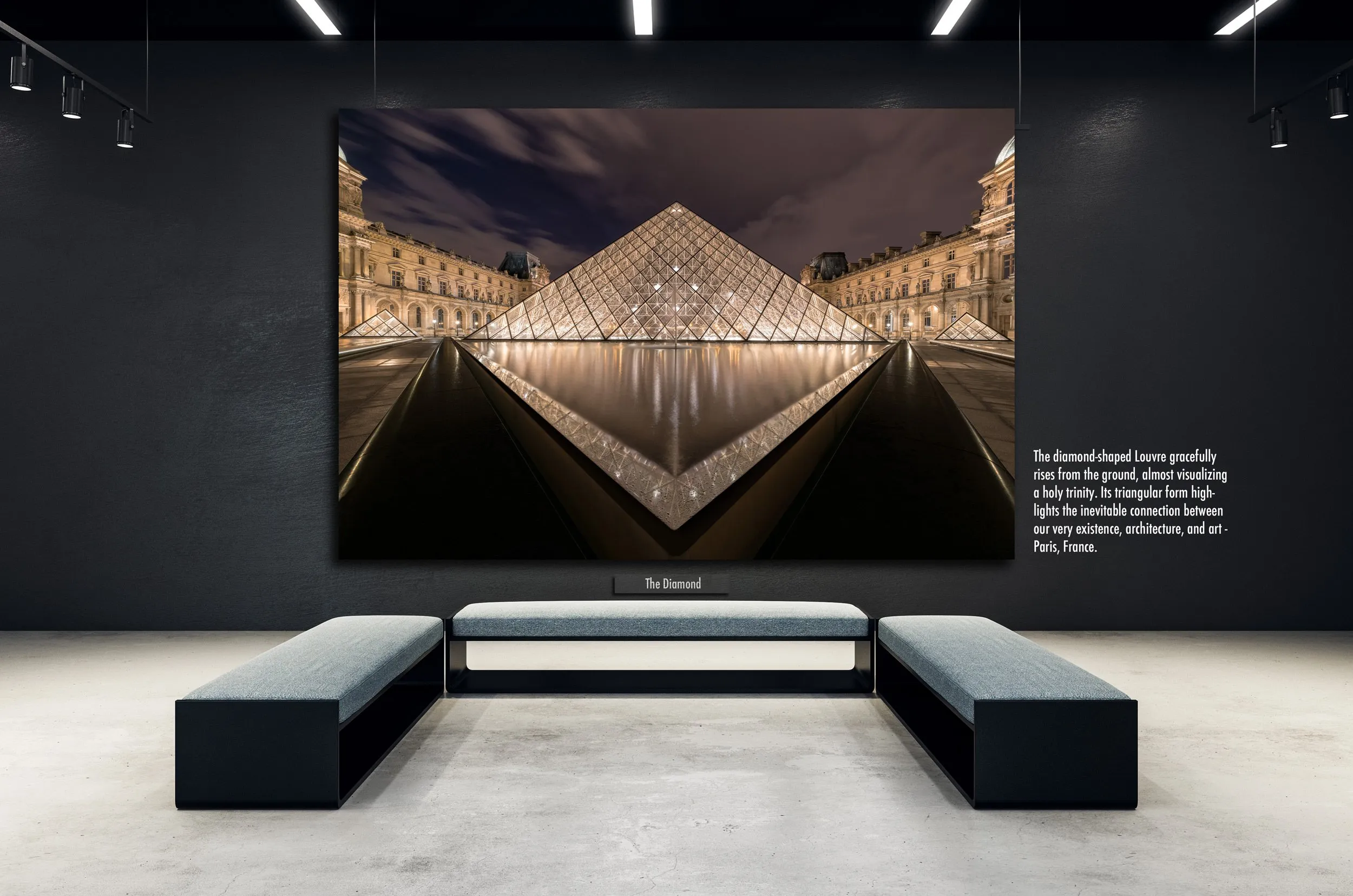 The diamond-shaped Louvre gracefully rises from the ground, visualizing a kind of holy trinity. Its triangular form underscores the inevitable connection between our very existence, architecture, and art - Paris, France.