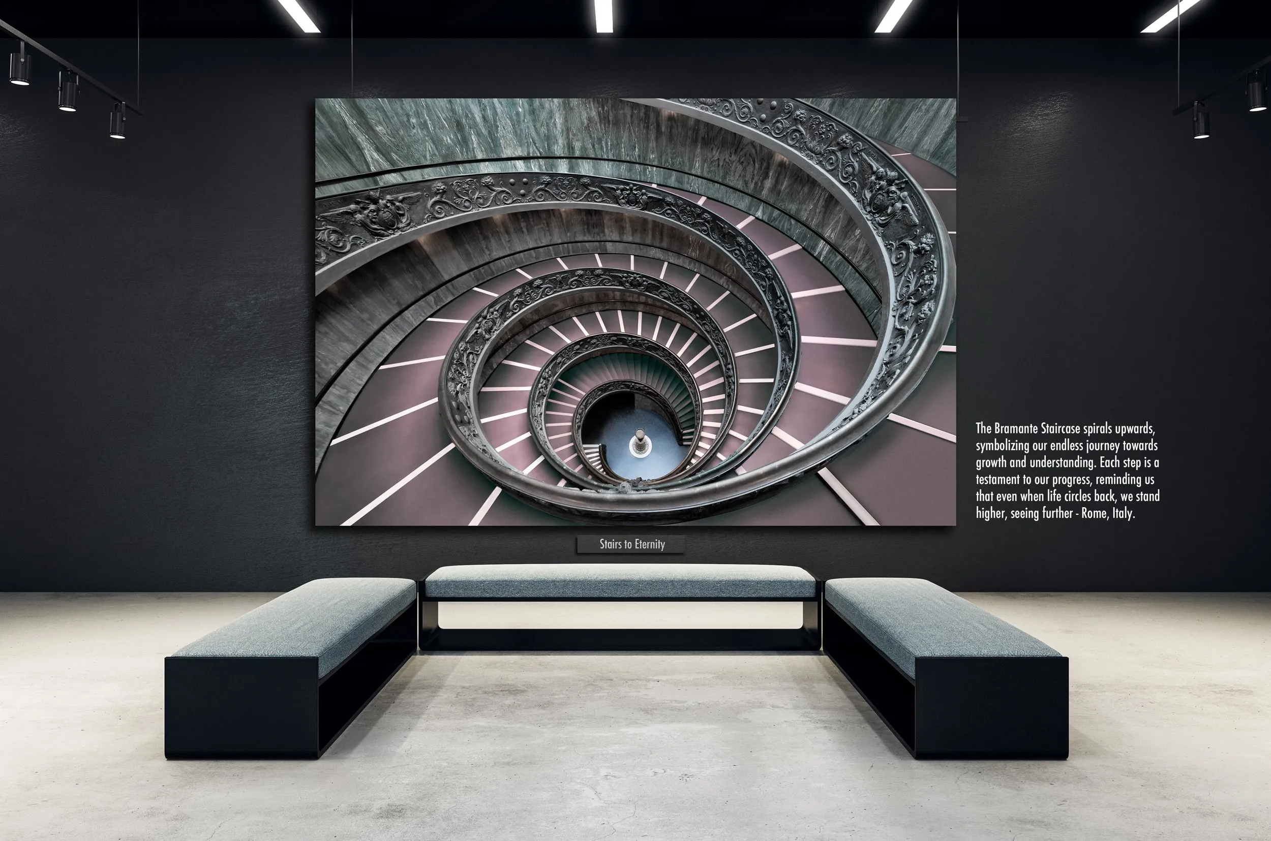 The Bramante Staircase spirals upwards, symbolizing our endless journey towards growth and understanding. Each step is a testament to our progress, reminding us that even when life circles back, we stand higher, seeing further - Rome, Italy.