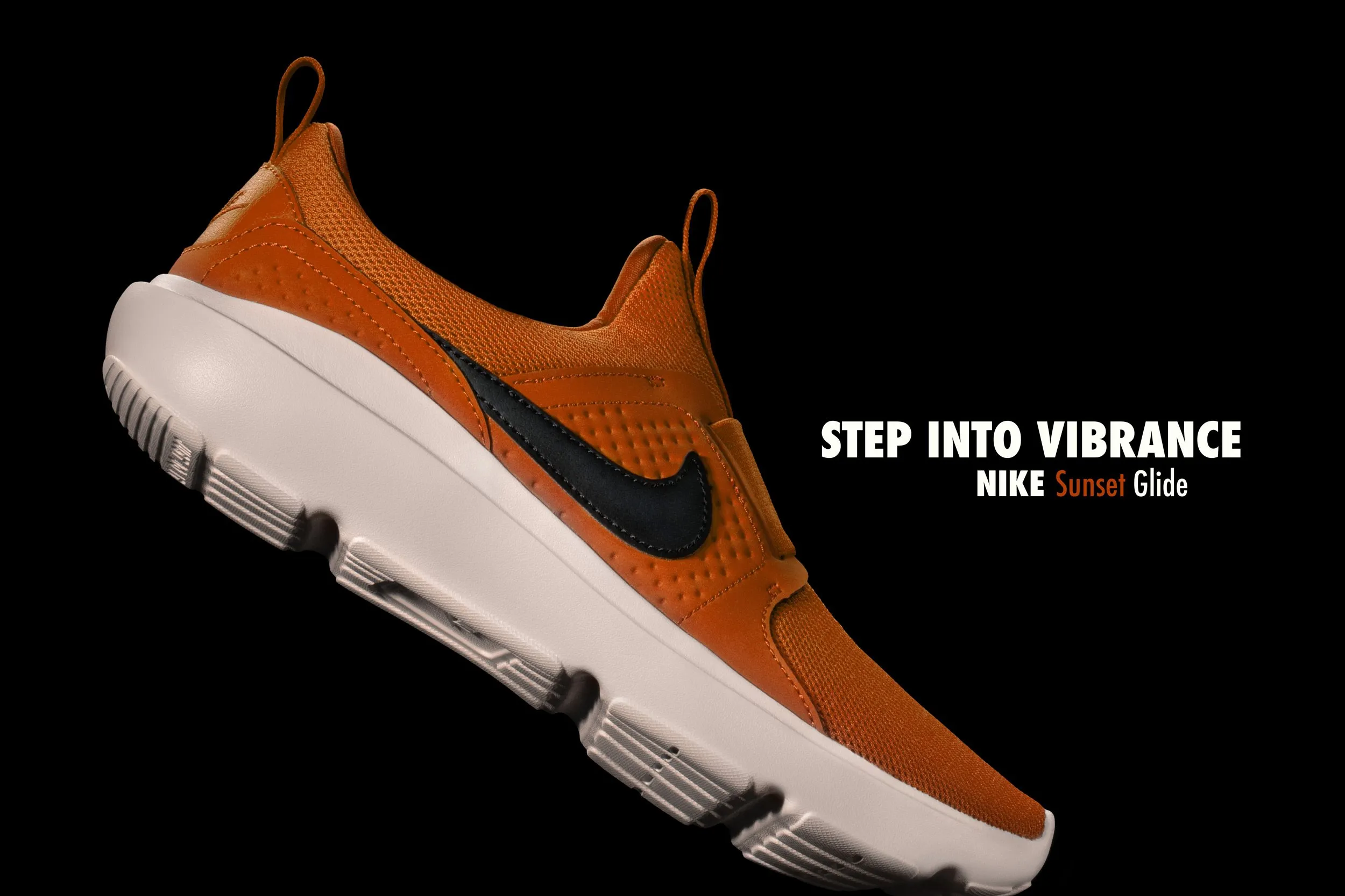 Step into vibrance with the new Nike 'Sunset Glide'. Ignite your stride with the fiery orange hues and experience the comfort of the chic beige sole. Stand out, be bold, and make every step count. #NikeSunsetGlide #StepIntoVibrance