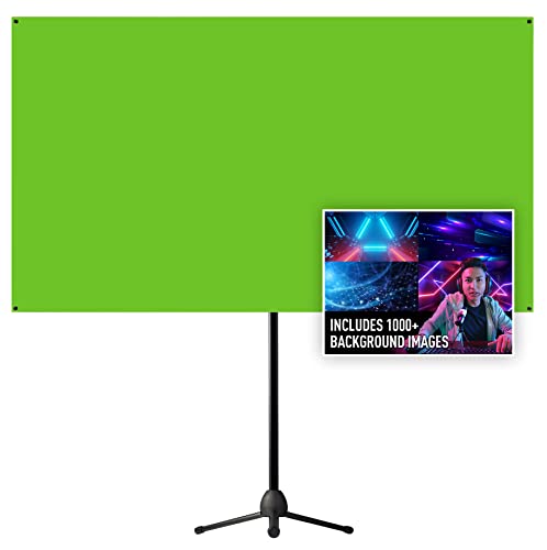 Valera Explorer Green Screen with Stand - Portable Chroma Key Panel, 1000 Free Backgrounds Included, Wrinkle Resistant Green Fabric Backdrop, Tripod & Wall Mount, Carrying Case, Portrait & Landscape