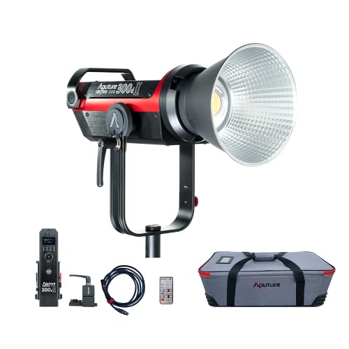 Aputure 300D Mark II C300d II Led Video Light V Mount CRI97+ TLCI97+ [email protected] 5500k Sidus Link App Control 8 Lighting Effects Wireless Remote Control with Carrying Bag and Ginisfoto Cloth